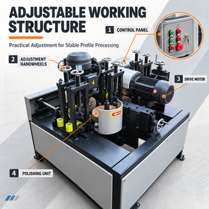 Machine à polir les tubes carrés pour les petites ateliers de métallurgie, destinée au traitement des armoires, étagères et supports en acier inoxydable - Product Image 3