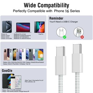 Vendita calda 1M 2M PD ricarica rapida tipo C cavo 60W veloce trasferimento dati giacca in Nylon per Power Bank 3A treccia di ricarica rapida - Product Image 4
