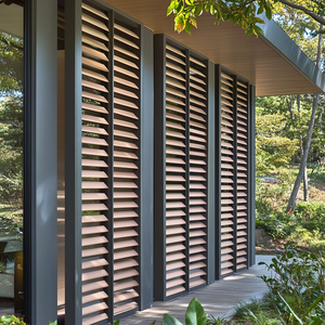 Bán buôn gỗ hạt Louvre màn trập hàng rào ngoài trời có thể điều chỉnh nhôm <span class=keywords><strong>louver</strong></span> trượt hàng rào tấm trồng cửa chớp - Product Image 1