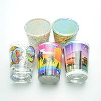 Gelas Mini Kaca 50ml 2oz Laris Manis, Custom 5 Warna, Gelas Shot Tequila Klasik, Sublimasi, Hadiah Pernikahan, Bentuk Bulat