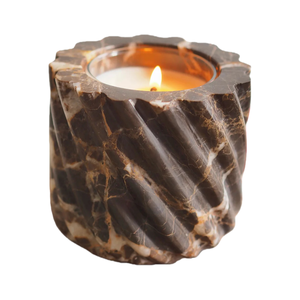 Stonekocc D12x12CM Jarre en pierre naturelle Emperador marron en spirale, bougeoir d'aromathérapie, bougeoir rechargeable, rangement en pierre, Noël - Product Image 5