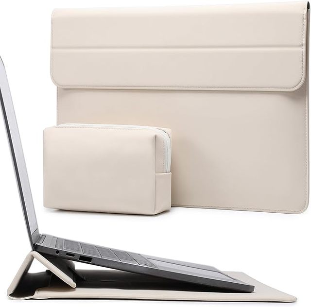 Factory Leather Laptop Sleeve Case With Stand Computer Carrying Bag With Pouch LBX1226-2