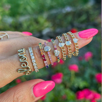Anillo de Compromiso Xinyun de Plata de Ley 925 con Piedras Preciosas en Degradado y Diamantes, Banda Eterna