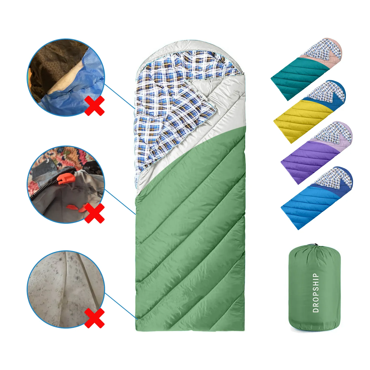 Anti-mildew Cool Weather Lightweight Waterproof Adults Sleeping Bag Camping Mutil Color Traveling Outdoors Ripstop Hiking