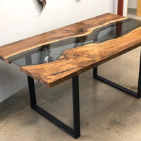 Table de salle à manger en bois de noyer massif de luxe, avec plateau en résine époxy, idéale pour café, cuisine, restaurant, directement de l'usine