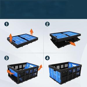 Foldable Plastic <b>Storage</b> <b>Crate</b> Blue Black Mesh Design For Home Use - Product Image 3
