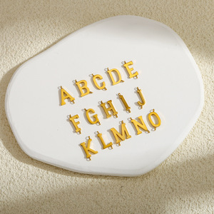 Conector de Bloques de Letras |   Colgante de Doble Aro con Inicial del Alfabeto en Acero Inoxidable Plateado y Chapado en Oro PVD de 18K para la Creación de Joyas - Product Image 2