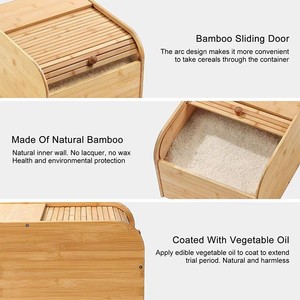 Caja de Almacenamiento de Arroz de Bambú, Rectangular, Hermética, con Tapa de Madera, para Uso en la Cocina - Product Image 2