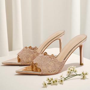 Sandales pour femmes 2026 en cuir véritable, chaussures plates, sandales <span class=keywords><strong>Oran</strong></span>, chaussures de soirée et de mariage, avec boîte à logo, grandes tailles, disponibles en ligne - Product Image 4