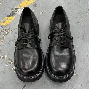 Zapatos Oxford de Cuero Negro con Punta Redonda, Cordones, Suela de Goma Antideslizante, para Todas las Temporadas, Calzado Formal para Hombre - Product Image 5