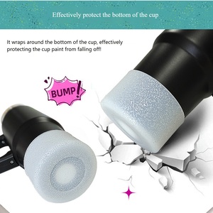 Couvre-bouteille en silicone réutilisable personnalisé de 7,5 cm avec paillettes, écologique, certifié CE, pour bouteille d'eau de sport de 12 à 24 oz - Product Image 2