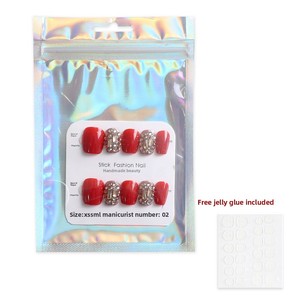 Uñas Postizas Hechas a Mano para Boda <span class=keywords><strong>2023</strong></span>, Novedad, Uñas Festivas Rojas, Año Nuevo, Navidad, Uñas de Novia, Pegatinas para Uñas, Tulipán - Product Image 5