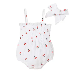 Wholesale bangladesh baby clothing romper cherry floral 0-3month baby onesies newborn baby knit clothes girls 0-3 months