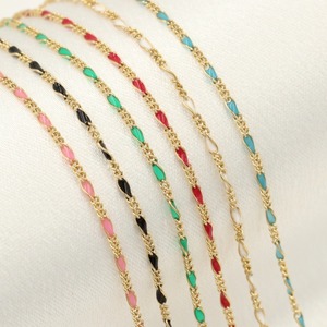 Cadena Llena de Oro 14K Diy Joyería Permanente Esmalte de Colores Cristal <span class=keywords><strong>Figaro</strong></span> 3 + 1 Cadenas para Collar Pulseras Fabricación de Joyas - Product Image 6