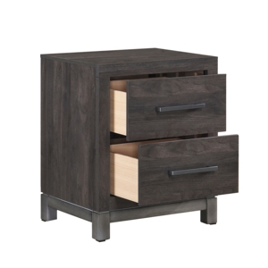 Modern Sleek Design Nightstand 2 <b>Drawers</b> Brownish Gray Antique Silver Finish Bedroom Furniture - Product Image 4
