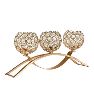 Casa Decorativo Candeliere Ponte D'oro Da Sposa Centrotavola candelabri 3 in 1 Supporti Di Candela di Cristallo - Product Image 1