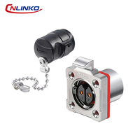 CNLINKO BD24 풀 메탈 4홀 플랜지 컴플리트 세트 IP68 방수 원형 항공 커넥터 패널 마운트 전원 플러그 소켓 키트