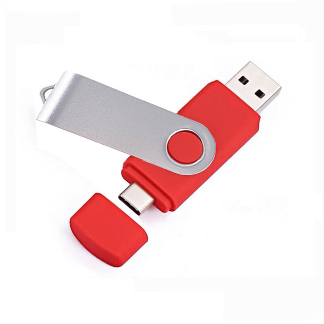 OTG Type C USB2.0 Stick Metal USB Flash Drive Real 8gb 16gb 32gb 64gb 128gb SHELL Usb CASE Swivel Pendrive USB Flash Drive