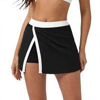 Jupe-culotte de tennis unie mi-longue avec fente anti-exposition pour sports de plein air