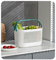 Panier de rangement multifonctionnel en plastique écologique à double poignée et maille creuse pour la salle de bain, idéal pour le lavage des mains des enfants