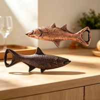 Décapsuleur vintage en fonte en forme de poisson, statue de poisson antique en métal, accessoire de décoration pour bar à domicile, accents décoratifs