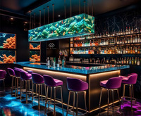 Comptoir de bar incurvé sur mesure pour café, comptoir en marbre, comptoir de bar de restaurant moderne et luxueux