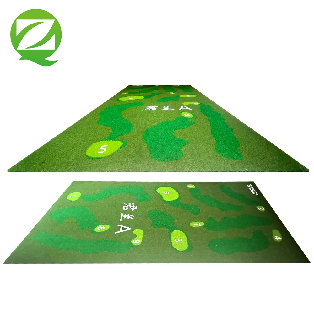 QINGZHOU mini parcours de golf personnalisé mini golf putting green 18 trous tapis d'entraînement greens de golf