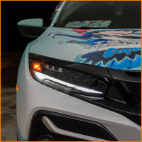 XCAT pour 10e génération 2016-2021, style RS, phare avant à LED complet, 4 lentilles, projecteur quadruple, clignotant dynamique séquentiel, DRL, noir