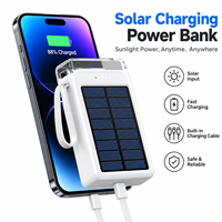 Banque d'alimentation solaire portable compacte en gros avec câble intégré, lampe de poche, batterie externe, personnalisable pour cadeaux