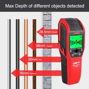 Détecteur de métaux mural UNI-T UT387C 4-en-1 : tension CA, fils sous tension, détecteur de montants en bois, cuivre, écran LCD HD, buzzer, calibrage - Product Image 1