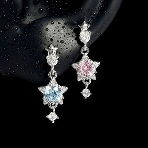 Pendientes de pentagrama con diamantes de imitación brillantes para mujer, exquisitos pendientes de borla con forma de estrella, joyería - Product Image 1