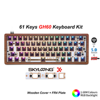 Claviers mécaniques personnalisés à 61 touches RGB Hot Swap avec boîtier en bois Gateron Kit de bricolage pour fabricant original Skyloong