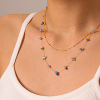 Collier ras du cou Bingxin Jewelry, perles de pierres naturelles bohèmes, plaqué or, acier inoxydable, double couche