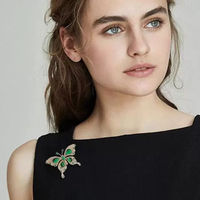 Broche élégante en alliage avec cristal créé, style vintage fantaisie, broche fleur pour femme, cadeau de mariage, décoration de vêtements