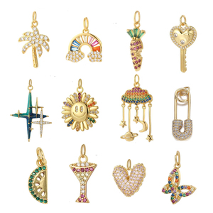 Petit MOQ – Pendentif en laiton plaqué or 18 carats avec zircon cubique, motif cœur ou animal, idéal pour épingles de sûreté et accessoires de sac DIY - Product Image 4