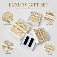 Coffret Cadeau Luxe en Papier Doré Filigrané – Vos Vœux, Crème, Ruban de Célébration, Étiquette Personnalisée OEM, Vente en Gros