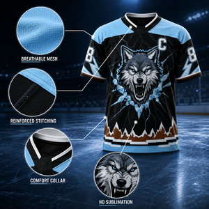 Professioneel op maat gemaakt ijshockeyshirt Volledige sublimatie Anti-fade Ademend Sneldrogend Teamspel Uniform Logo Nummer Naam Premium - Product Image 4