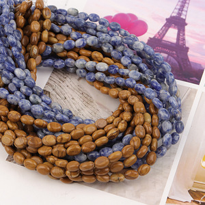 ลูกปัดหินทรงวงรีแบนขนาด8*6มม. ลูกปัดทรงไข่ลูกปัดหินธรรมชาติแบบกึ่งสำเร็จ<span class=keywords><strong>รูป</strong></span>เครื่องประดับสร้อยคอแบบทำมือ - Product Image 3