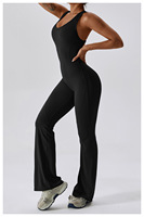 Combinaison de yoga une pièce moulante à jambe évasée en Spandex/Nylon à séchage rapide, style européen-américain, pour la danse, le sport et le fitness, effet push-up