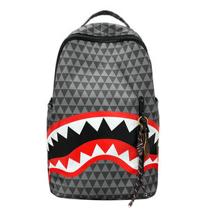 Modisches geometrisches Muster für Hai Mund Design Rucksack für Paare Trendy Casual School Reisetasche Reiß verschluss für Jugendliche - Product Image 1