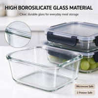 Ensemble de 12 contenants alimentaires en borosilicate de haute qualité avec couvercles hermétiques, bols micro-ondables pour la préparation des repas, adaptés au congélateur