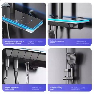 Sistema <span class=keywords><strong>Doccia</strong></span> Wayon con Display Digitale Intelligente e Tasti Stile Pianoforte in Grigio Canna di Fucile con Luce Ambientale per Bagno di Lusso - Product Image 3