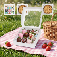 Boîtes d'emballage alimentaire personnalisées, boîte à pâtisserie, boîte rectangulaire blanche résistante à l'humidité avec fenêtre à bord ondulé pour pâtisserie, dessert