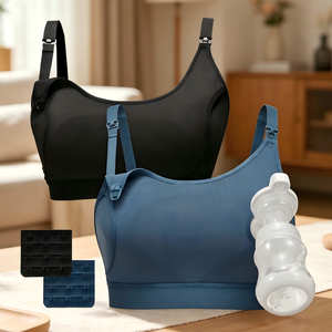 <span class=keywords><strong>Reggiseno</strong></span> <span class=keywords><strong>Allattamento</strong></span> Senza Cuciture Morbido e Traspirante 2 Pezzi <span class=keywords><strong>Nero</strong></span> Blu con Spalline Regolabili per <span class=keywords><strong>Allattamento</strong></span> Senza Mani per Uso Quotidiano - Product Image 2