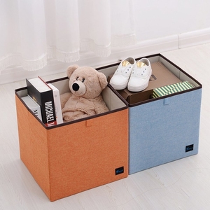 친환경 그레이 화이트 블루 코튼 린넨 원단 보관함 기능성 유연한 홈 정리 및 의류 보관 - Product Image 4