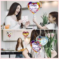Joyeuse fête des mères Ballons en feuille colorés en forme de cœur Je t'aime maman 18 pouces Fête des mères Grand-mère Anniversaire Décoration de fête
