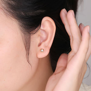 ต่างหูเม็ดเดี่ยวชุบทอง18K ประดับโรสโกลด์สง่างามงานตามสั่งเครื่องประดับสำหรับผู้หญิงงานหมั้นงานแต่งงานของเด็ก - Product Image 2