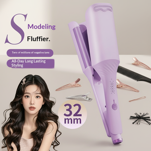 Herramienta Eléctrica para Peinar el <span class=keywords><strong>Cabello</strong></span> con Iones Negativos y Ondas <span class=keywords><strong>de</strong></span> Agua, con LED en Forma <span class=keywords><strong>de</strong></span> W <span class=keywords><strong>de</strong></span> 32 mm, Rizador <span class=keywords><strong>de</strong></span> Cerámica para Rizar el <span class=keywords><strong>Cabello</strong></span> en Espiral - Product Image 1