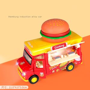뜨거운 판매 판촉 선물 합금 자동차 모델 햄버거 자기 유도 참신 장난감 자동차 자극 빛 커피 트럭 - Product Image 6