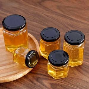 Fabricant pot de miel en verre plat bon marché bocaux en verre hexagone transparent avec couvercle <span class=keywords><strong>à</strong></span> vis - Product Image 2